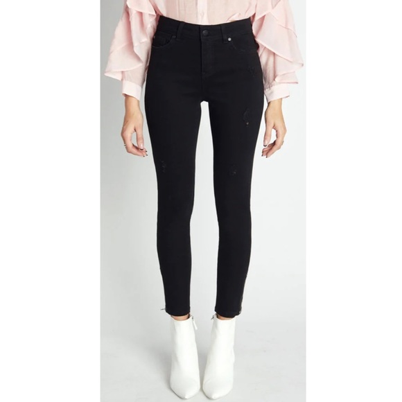 Global Funk Denmark High Rise Black Skinny Jeans with Zipper Ankle - Picture 1 of 9